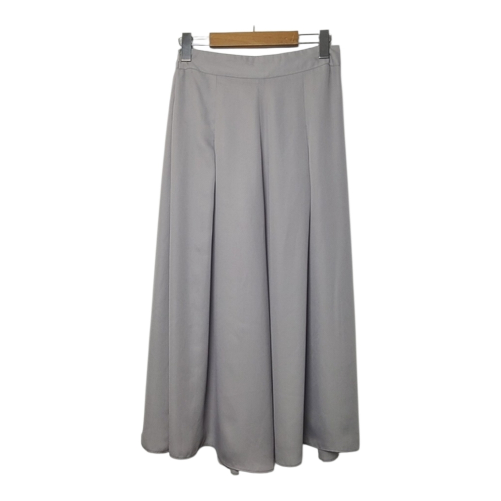Sans Souci Gray Pleated Sheer Wide-Leg Cropped Small Neutral Relaxed Fit Pants